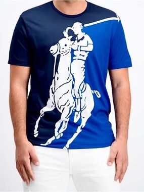 Polo Performance by Ralph Lauren Men’s Navy Blue Graphic Polo Horse T-Shirt Sz.M